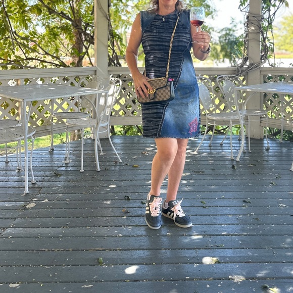 Desigual Dress Unique Denim Patchwork Embroidery Sleeveless Size M L - Picture 7 of 7